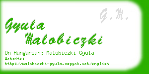 gyula malobiczki business card